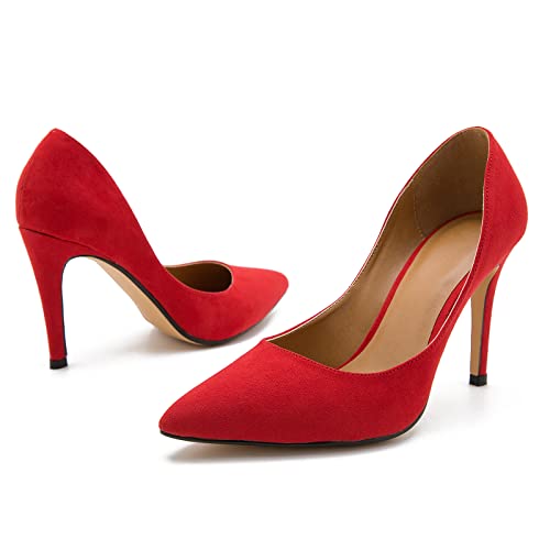 Image of Women's Men's Pointed Toe High Heel Pumps, Slip On, 3.94 Inch Stiletto Heel