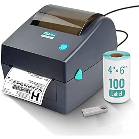Hotlabel S8 Shipping Label Printer -100 4×6 Mailing Thermal Labels, USB Barcode Desktop Thermal Shipping Label Printer for UPS USPS FedEx Ebay Etsy Shopify Packages Postage Label Writer Windows Mac Cover