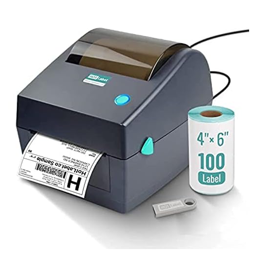 Hotlabel S8 Shipping Label Printer -100 4×6 Mailing Thermal Labels, USB Barcode Desktop Thermal Shipping Label Printer for UPS USPS FedEx Ebay Etsy Shopify Packages Postage Label Writer Windows Mac