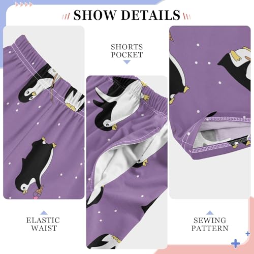 ZZXXB Penguin Fishing Boys Long Pants Soft Trousers Elastic Waist Kids Lounge Bottoms with Pockets S-XL4