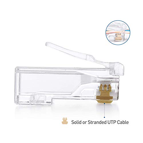 Cable Matters 100-Pack Cat 6 Pass Through Rj45 Connectors (Cat 6 Ends / Cat6 Connector / Rj45 Modular Plugs/Ethernet Plugs/Network Connector) For Solid Or Stranded Utp Ethernet Cable #TOP4