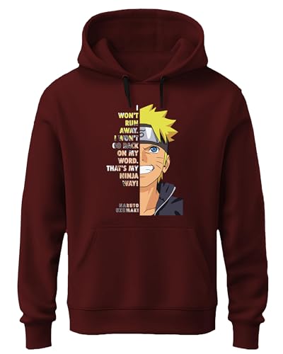 Image of Khakey Naruto Hoodie for Boys | Anime Printed Hoodies | Stylish Trending Winter Wear Front Pocket | Navy Black Maroon Colour