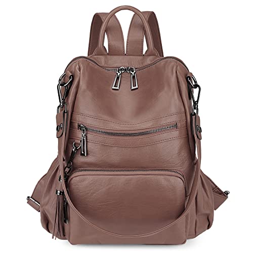 Image of Uromee Travel Backpack Purse for Women Vegan Leather Ladies Fashion Tassel Shoulder Bag Convertible