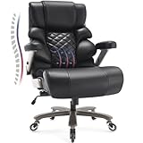 700lbs Big and Tall Office Chair - Adjustable Lumbar Support Heavy Duty Metal Base Quiet Rubber Wheels High Back Large Executive Computer Desk Swivel Chair, Ergonomic Design for Back Pain, Black