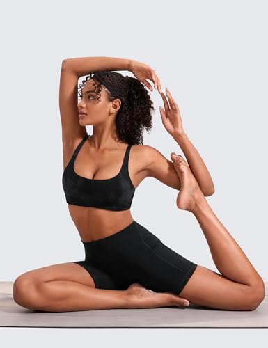 Image of CRZ YOGA Butterluxe Square Neck Sports Bras | Light Support, Removable Pads, Yoga, Extremely Soft, Low Coverage, Adjustable Spaghetti Straps, for Women