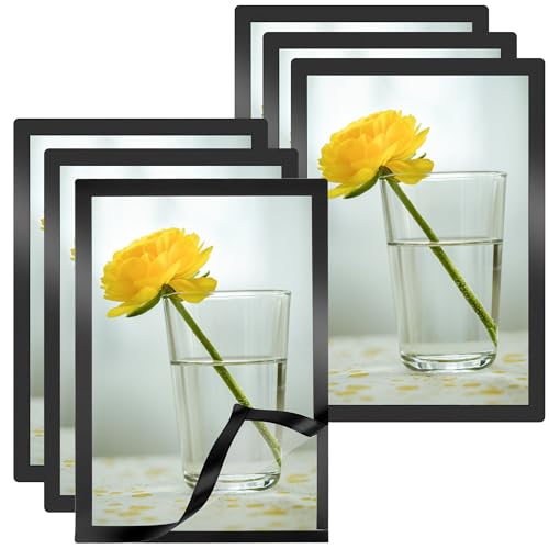 6 portacarteles magnéticos de 21 x 29,7 cm. Marcos autoadhesivos magnéticos de doble cara, reutilizables, avisos, fotos, marcos para almacenamiento de obras de arte, para puertas, ventanas y paredes.