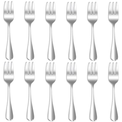 QUCHER 12 pezzi Forchetta per torta, Forchette per dessert Set in acciaio inox