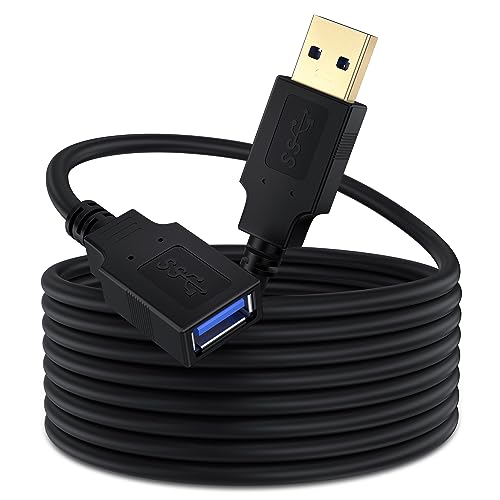 VOSGA USB 3.0 Extension Cable 5M High Speed Extender Cord Type A Male to A Female USB3.0 Extension Cable Black 5 M
