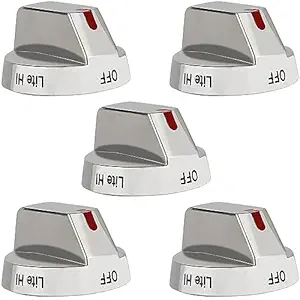 DPD 5 Pack DG64-00473A Stove Knobs for Samsung Gas Range Oven - Replacement Stainless Steel Burner Control Dial Knob - Compatible with NX58F5700WS NX58H5600SS NX58H5650WS NX58J7750SS