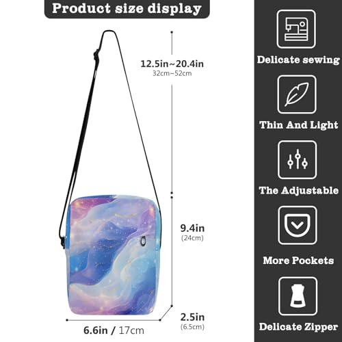 mens messenger bag shoulder bag crossbody Purse For Teens Adjustable Strap for work work - Energetic Blue Pink Purple3