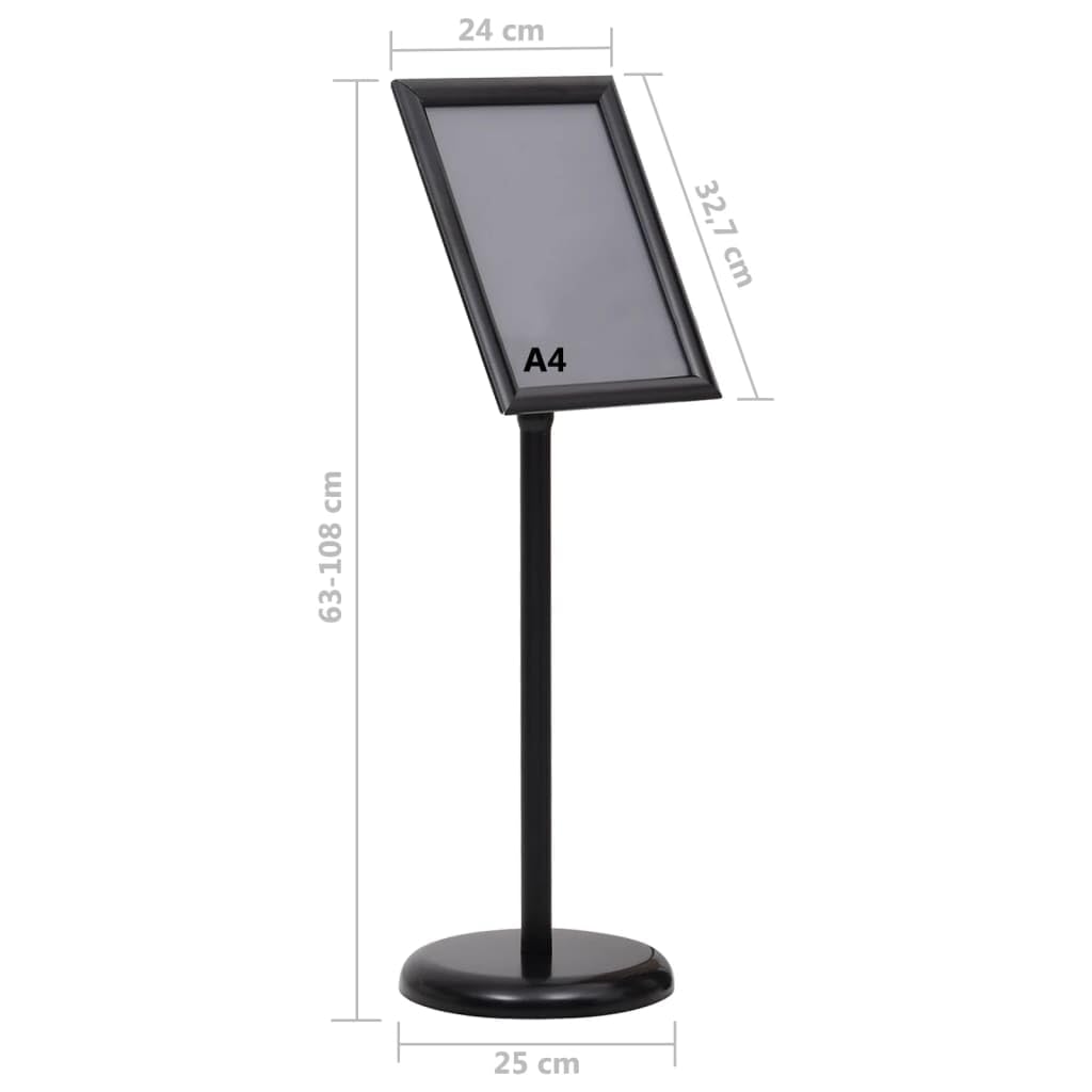 vidaXL Stojak na plakat A4, czarny, stop aluminium
