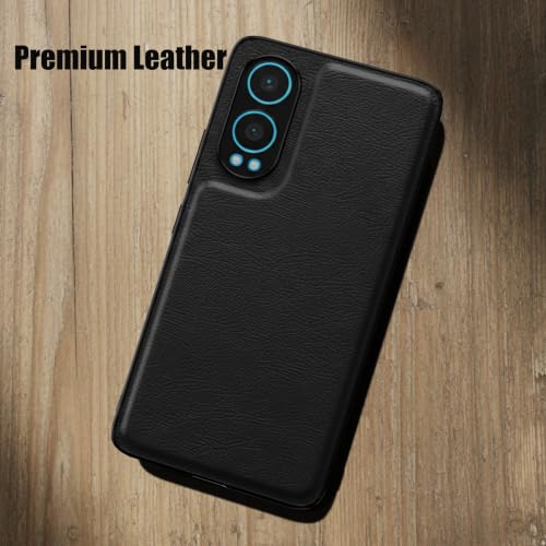 Image of Leather Case for OnePlus Nord CE 4 Premium Protective Stylish Slim Cover with Shockproof Raised Edges Black
