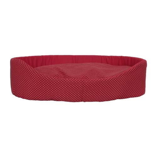 Caminha de Cachorro e Gato OnPets Europa Cama Pet Grande em Tecido cor Vermelho Poa G080045