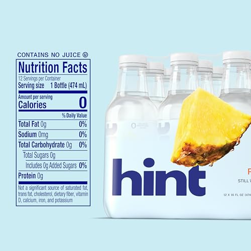 Image of Hint Water Pineapple, Pure Water Infused with Pineapple, Zero Sugar, Zero Calories, Zero Sweeteners, Zero Preservatives, Zero Artificial Flavors, 16 Fl Oz (Pack of 12)