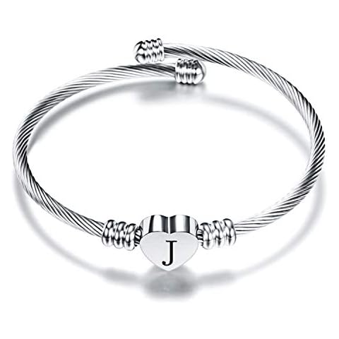 MUERDOU Initial Bracelet for Women Alphabet 26 Letters Bracelet Heart Cable Charm Bracelets Gifts for Her Cover