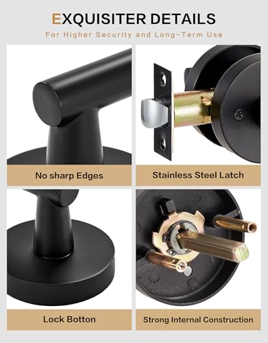 Image of Lethato Matte Black Passage Door Handles, Closet Door Handles Black,Matte Black Dummy Closet Handle, Black Door Handle Passage for Closet /Hallway(2 Packs)