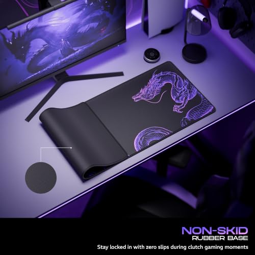 Image of daWg KeyMat R1 Esports Gaming Mouse Pad, 800 x 300 mm, 4mm Thickness Extended Desk Mat, Anti-Fray Stitching, Anti-Skid Rubber Base, Pro-Grade Tracking Surface, High-Velocity Glide (Dragon)