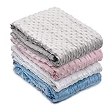 PEKITAS Extra Large Soft Double Layer Minky Dot Blanket Baby Boys Girls,35 x 40 inch,Blue