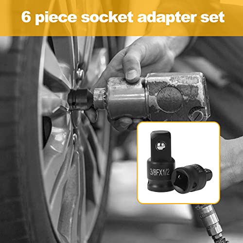 Knpwer 6 Pcs Socket Adapter Set,Impact Socket Adapter Set,Reducer Adapter for Converter Socket Set,Drive Standard Impact Socket Set for Wrenches, Breaker Bar Ratchets (6, Red) - Image 2