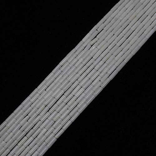 Colonne Tube de perles de corail Semi précieuse Pierre précieuse lâche Perles pour la confection de bijoux Strand 38,1 cm 3x9mm blanc