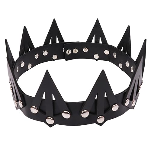 minkissy Queen 's Crown Black Head Band Hair Bands for Women Head Band for Men Black Tiara Gothic Headpiece Halloween Headpiece Cosplay Headband Company Reward Man Leather Black Crown