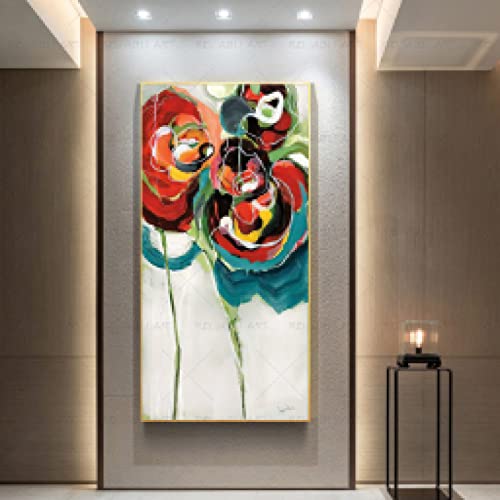 Toile fleur abstraite colorée pour décoration murale grand salon modern