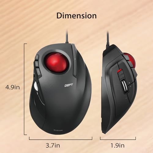 Image of ELECOM Wired Finger-Operated Trackball Mouse DEFT Series 8-Button Function with Smooth Tracking, Precision Optical Gaming Sensor (M-DT2URBK-G), Red Ball