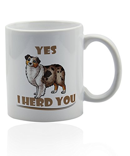 Australian shepherd white ceramic mug for coffee or tea 11 oz Aussie dog mom Gift cup