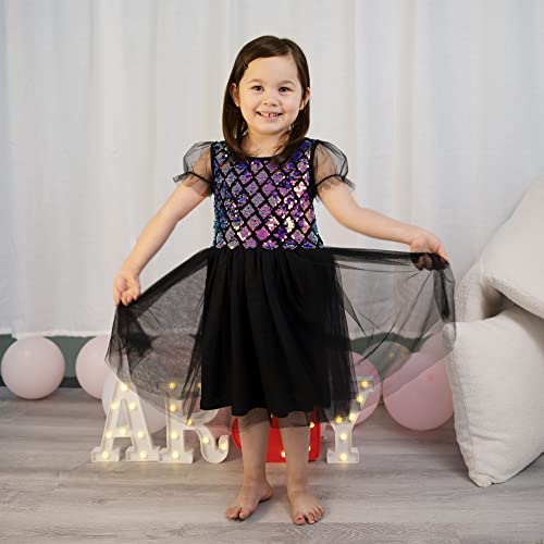 Toddler Girl Dresses Mermaid Themed Sequin Princess Casual Short Sleeve Tutu Dress Girls Birthday Party Skirts 3-7T3