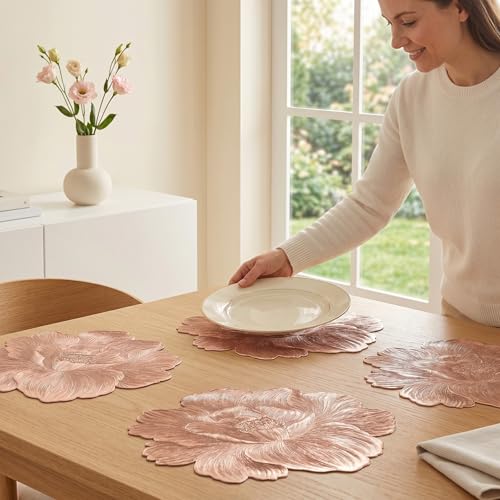 Sets table motif rose élégant PVC or rose de qualité