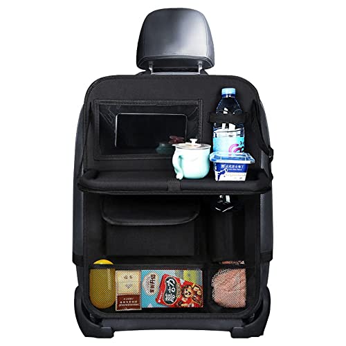 ZJRung Organisateur de Voiture Enfant avec Plateau et Transparent Poche Protection Siège Arrière de Voiture Imperméable Organisateur de Dossier de Siège de Voiture pour Rangement Voiture
