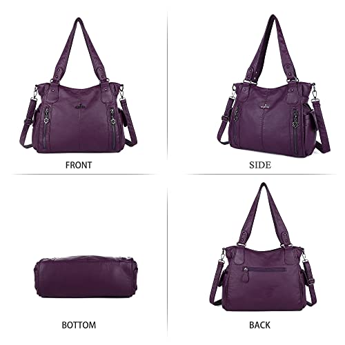 Image of Angel Kiss Handbags for Womens Top-Handle Hobo Purse Roomy Casual Shoulder Bags PU Tote Satchel Purse for Women