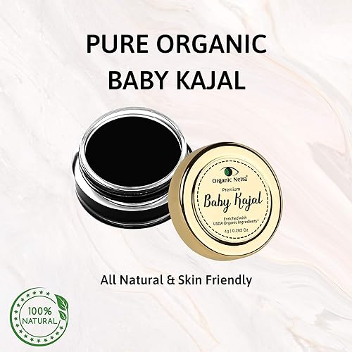 Image of Organic Netra Baby Kajal 4g for Newborns Water-Resistant Smudgeproof Longlasting Enriched with Natural Organic Ingredients Safe for Sensitive Baby Skin No Harmful Chemicals Matte Finish (Pack of 2)