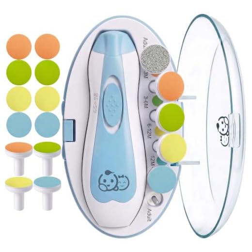 Baby Nail Clippers 20 in 1 by Royal Angels Baby | Safe Electric Baby Nail Trimmer, Baby Nail File Kit, Additional Replacement Heads, Newborn Toddler Toes and Fingernails, Trim and Polish (Blue)