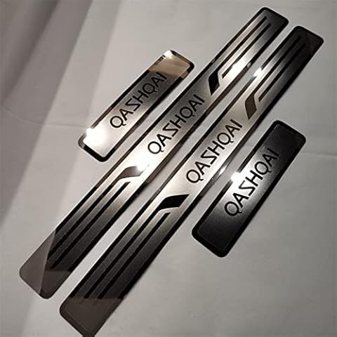 ENFILY 4pcs Car Outer Door Sill Protector Kick Plates for Nissan QASHQAI J10 J11 2008-2022, Stainless Steel Auto Accessories Scuff Guard Threshold Cover Pedal, Sticker Trim Non-Slip Cover