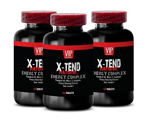 Vip Vitamins Maximum Strength Longjack Tongkat Ali Extract - X-Tend Energy Complex, With Tongkat Ali, Maca, L-Arginine - Muira Puama Extract Powder, 3 Bottles (180 Capsules) #TOP23