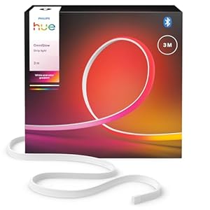 Hue OmniGlow 3-Meter COB LED Strip Light, 2700 lm, Vibrant Color and Ambiance, Flexible Indoor Lighting, Uniform Light, Cuttable, App and Voice Control