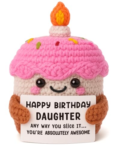YUEYUQIU Birthday Gifts for Daughter from Mom Dad, Handmade Crochet Cupcake, Funny Happy...