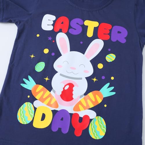 Image of HILEELANG Toddler Girl Summer Short Sleeve Cotton Bunny Graphic Short Sleeve Fun Holiday Summer Casual Tshirt