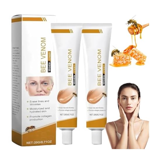 Crema con Veneno de Abeja,Crema Antiarrugas Reafirmante para Cara y Cuello,2PCS x 20g,Hidratante Antiedad Natural para Mujer y Hombre,Todo Tipo de Piel