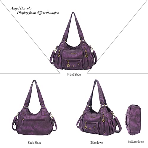 Angel Barcelo Purses for Women Soft PU Leather Shoulder Bag Crossbody Purse and Handbags, Stylish Purple, One Size