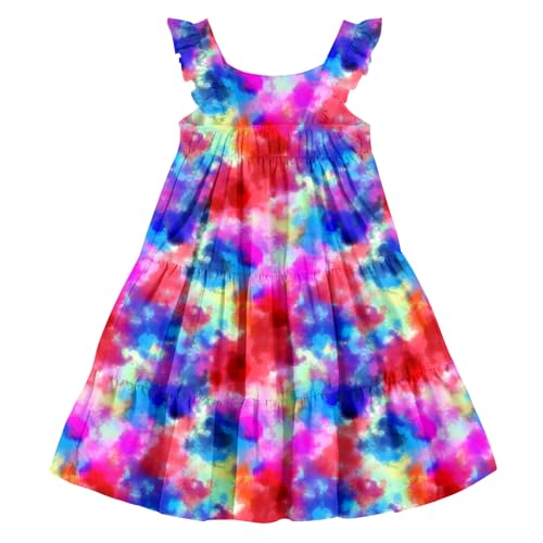 Image of Vieille Toddler Girls Summer Dress Ruffle Casual Beach Sundress 2-8 Years
