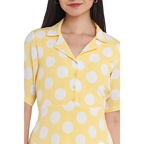 Image of Zink London Women's Yellow A-Line Short Dress