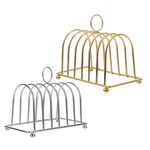 balacoo 2pcs Slot Toast Rack Nonstick Loaf Bread Stand for Effortless Serving and Preservation Durable Electroplated Design with Ball Feet for Home Breakfast and Dining