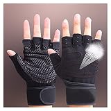 Sports Gants De Remise En Forme À Moitié Doigt Respirant Gym Gang Gants Gants D'haltères D'entraînement D'entraînement D'une Puissance De Musculation ( Color : Black Black gloves , Size : L. )