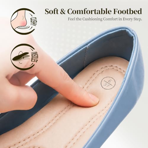 Image of Women's Ballet Flats Shoes Dress Slip on Shoes | PU Leather Teacher Business Casual Loafers Non Slip Low Heel Dressy