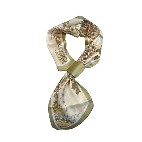 huahuo Lazy Cross Écharpe longue imprimée, cravate quatre saisons, accessoire de vêtement, col chaud, épaule, cadeau 75 x 15 cm, Carte du bord de la rivière Qingming