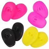 POPETPOP Protectores Auditivos de Silicona para Teñir el Cabello, 4 Pares en Negro, Morado, Amarillo y Rosa, Resistentes al Calor Agua, Orejeras para Salón Profesional y Cuidado Capilar