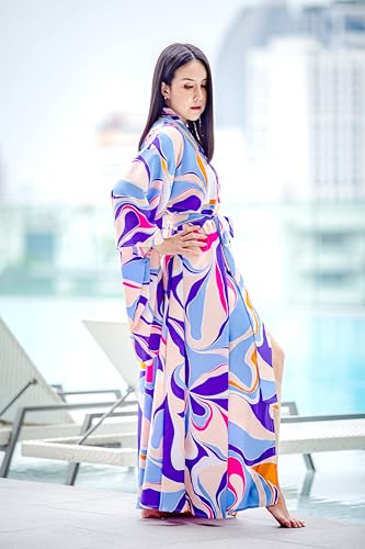 Image of Na'Rak Women's Kimono Robe, Full-Wrap Yukata Style Long Soft Loungewear Luxury Dressing Gown