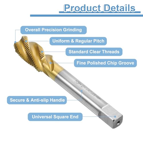 QUARKZMAN 2Stück Metrisch Gewindeschneider M12 x 1 Gewindebohrer HSS6542 Hochwertiger Titanbeschichteter Maschinengewindebohrer